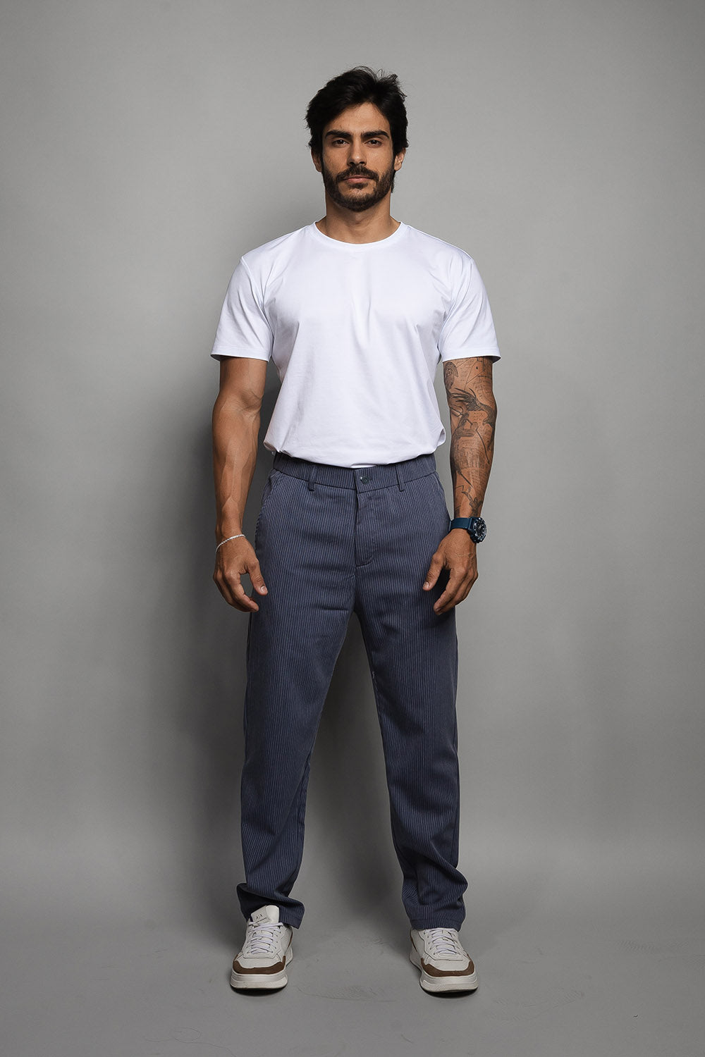 Calça Masculina Risca de Giz | Alfaiataria 110001 Marinho