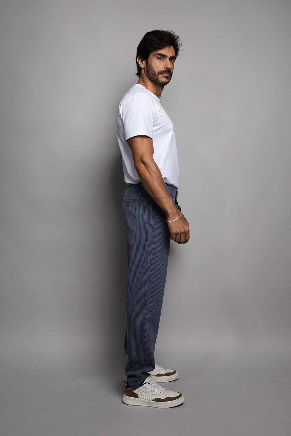 Calça Masculina Risca de Giz | Alfaiataria 110001 Marinho