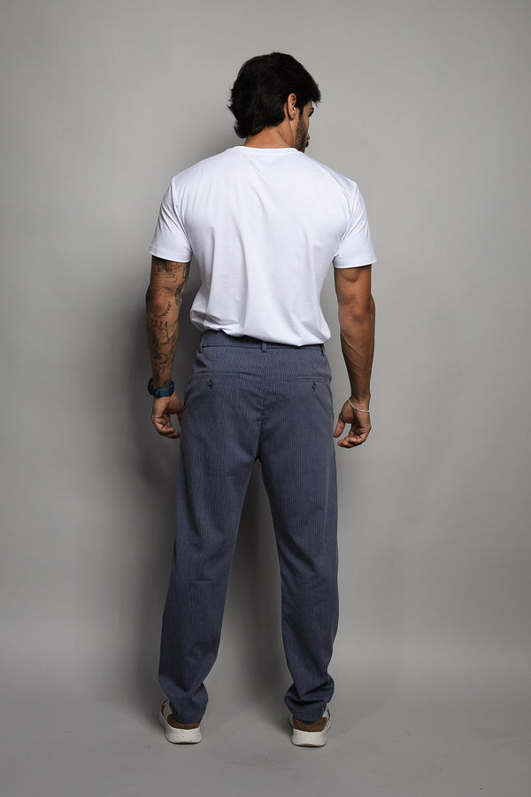 Calça Masculina Risca de Giz | Alfaiataria 110001 Marinho