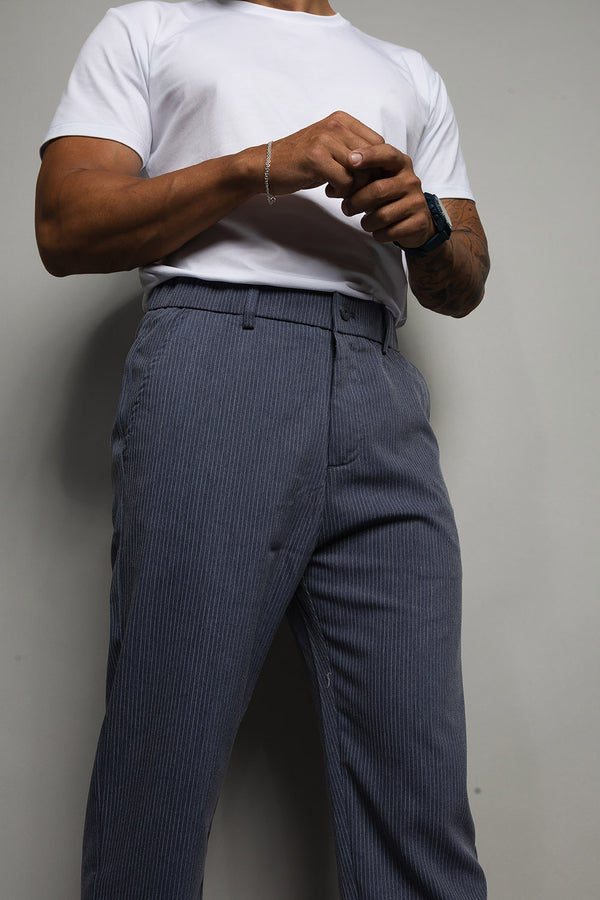 Calça Masculina Risca de Giz | Alfaiataria 110001 Marinho