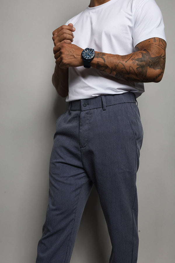Calça Masculina Risca de Giz | Alfaiataria 110001 Marinho