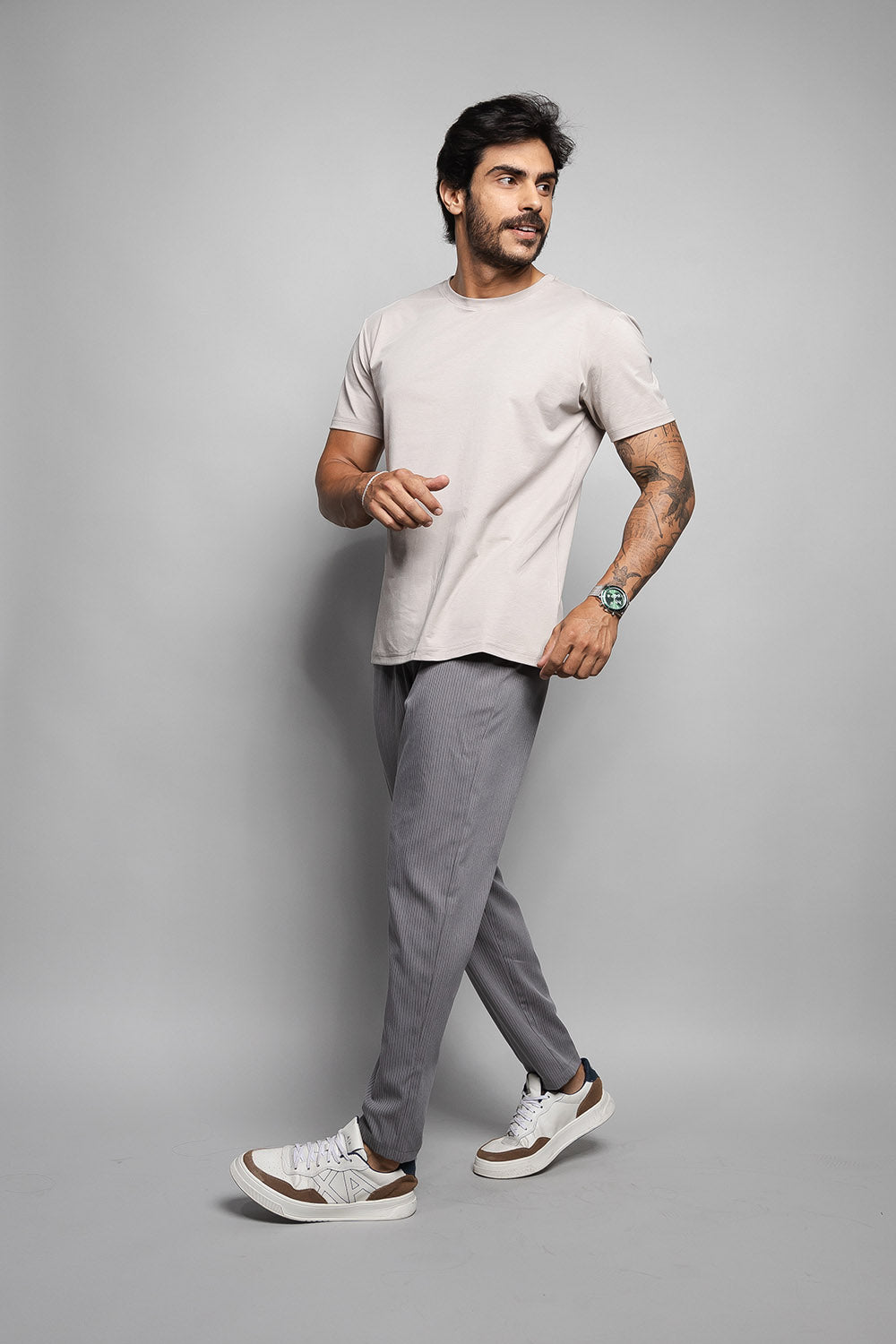 Calça Masculina Risca de Giz | Alfaiataria 110001 Cinza