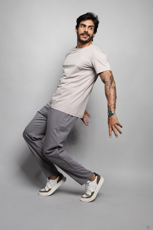 Calça Masculina Risca de Giz | Alfaiataria 110001 Cinza