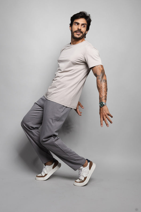 Calça Masculina Risca de Giz | Alfaiataria 110001 Cinza