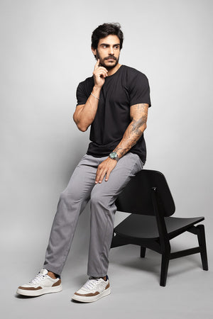 Calça Masculina Risca de Giz | Alfaiataria 110001 Cinza
