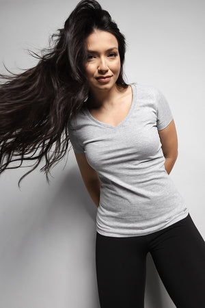 T-Shirt Baby look Loft 1404 Gola V 20674 Mescla Escuro