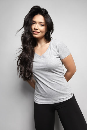 T-Shirt Baby look Loft 1404 Gola V 20674 Mescla Escuro