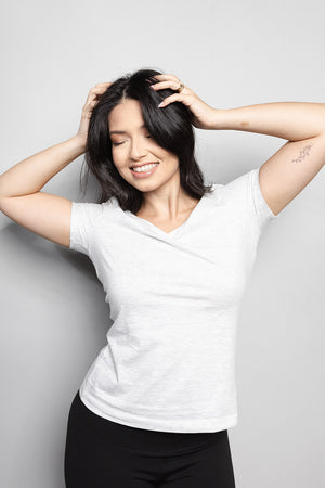 T-Shirt Baby look Loft 1404 Gola V 20674 Mescla Claro