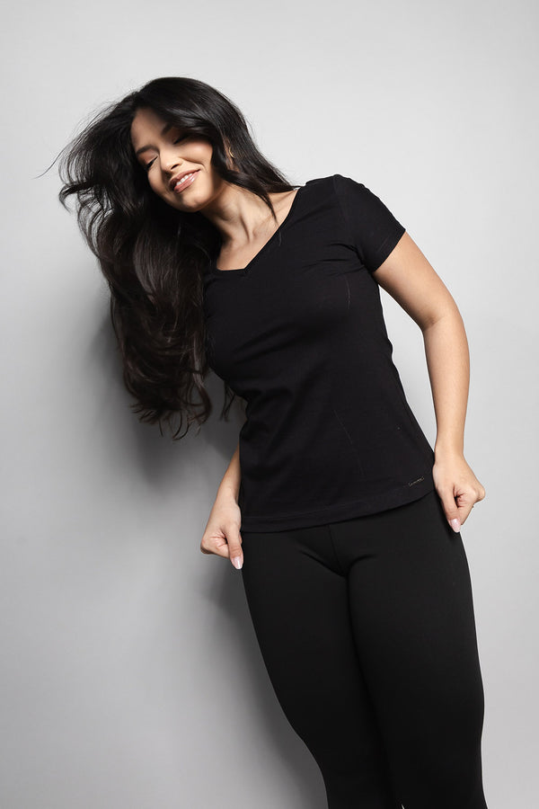 T-Shirt Baby look Loft 1404 Gola V 20674 Preto