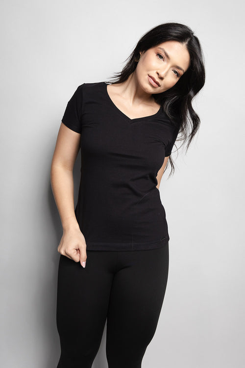 T-Shirt Baby look Loft 1404 Gola V 20674 Preto