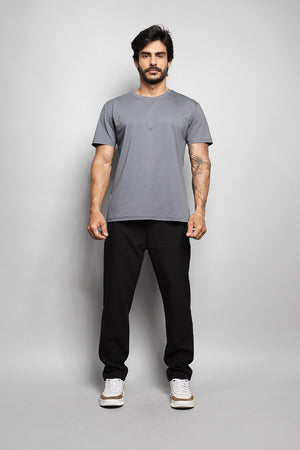Camiseta Masculina de Malha Cinza Escuro | Loft 1404: 320005