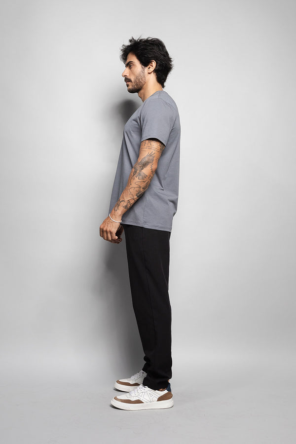 Camiseta Masculina de Malha Cinza Escuro | Loft 1404: 320005