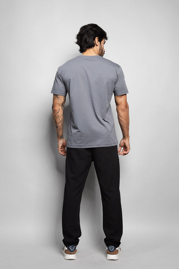 Camiseta Masculina de Malha Cinza Escuro | Loft 1404: 320005