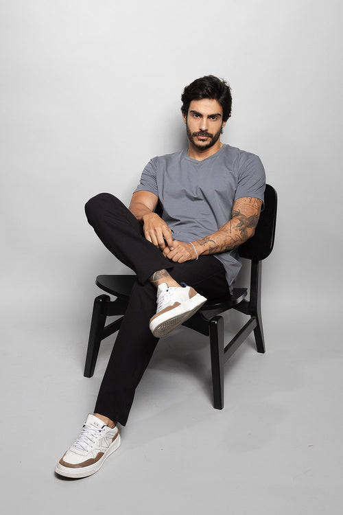 Camiseta Masculina de Malha Cinza Escuro | Loft 1404: 320005