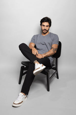 Camiseta Masculina de Malha Cinza Escuro | Loft 1404: 320005