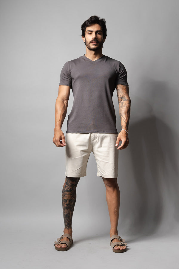 Camiseta Masculina Decote V 320008 Cinza