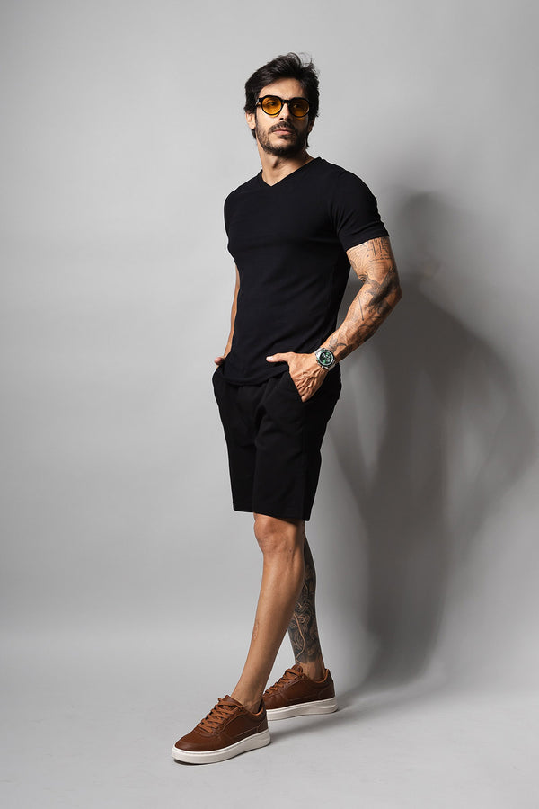 Camiseta Masculina Decote V 320008 Preto