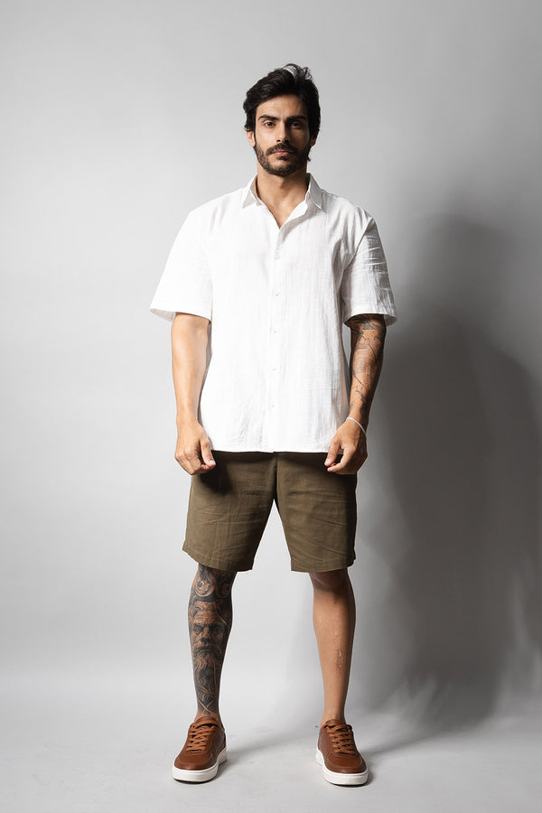 Camisa Masculina 100% Algodão Manga Curta 320006 Branco