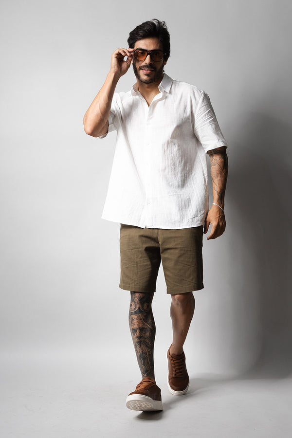 Camisa Masculina 100% Algodão Manga Curta 320006 Branco