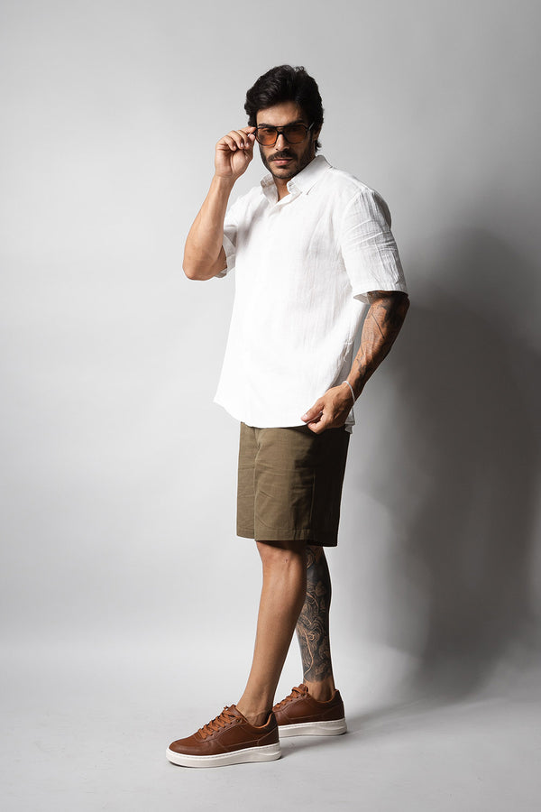 Camisa Masculina 100% Algodão Manga Curta 320006 Branco