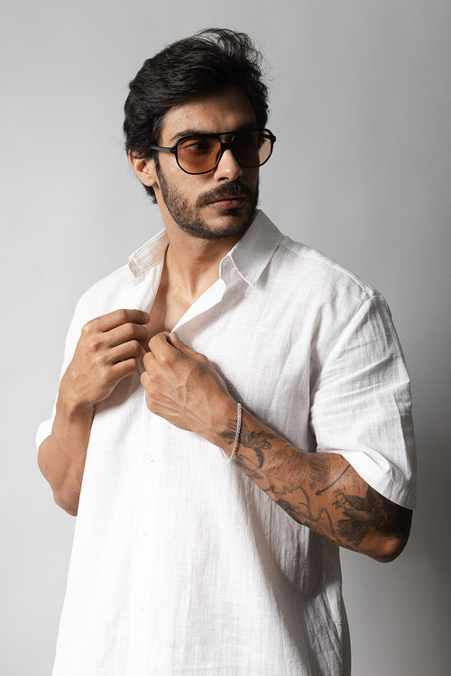 Camisa Masculina 100% Algodão Manga Curta 320006 Branco