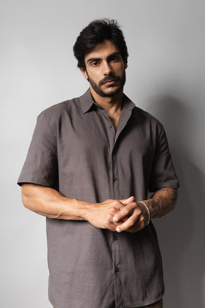 Camisa Masculina 100% Algodão Manga Curta 320006 Chumbo