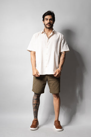 Camisa Masculina 100% Algodão Manga Curta 320006 bege