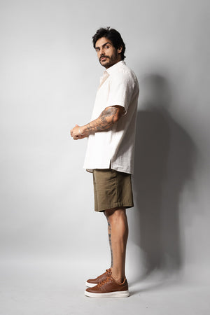 Camisa Masculina 100% Algodão Manga Curta 320006 bege