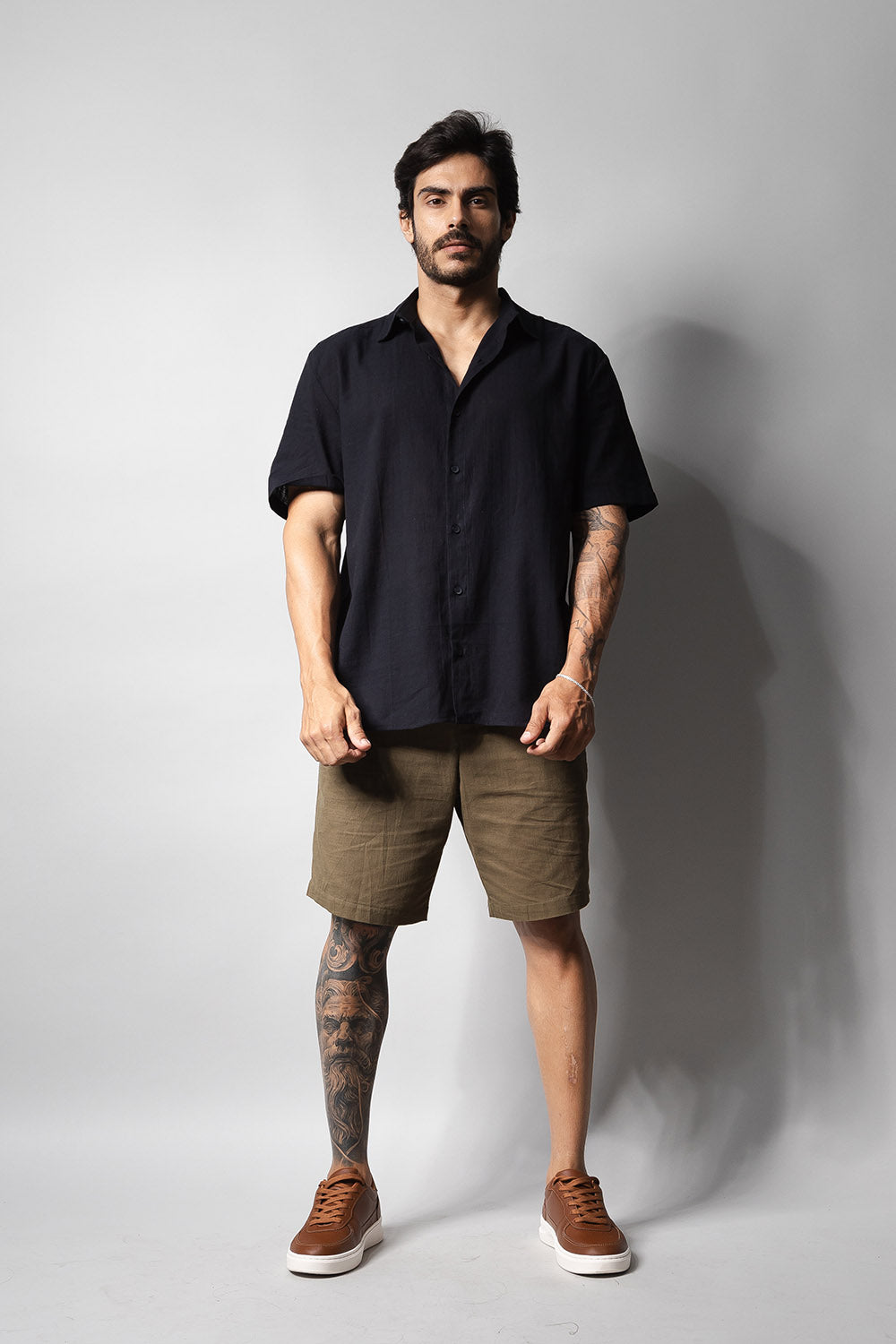 Camisa Masculina 100% Algodão Manga Curta 320006 Preto