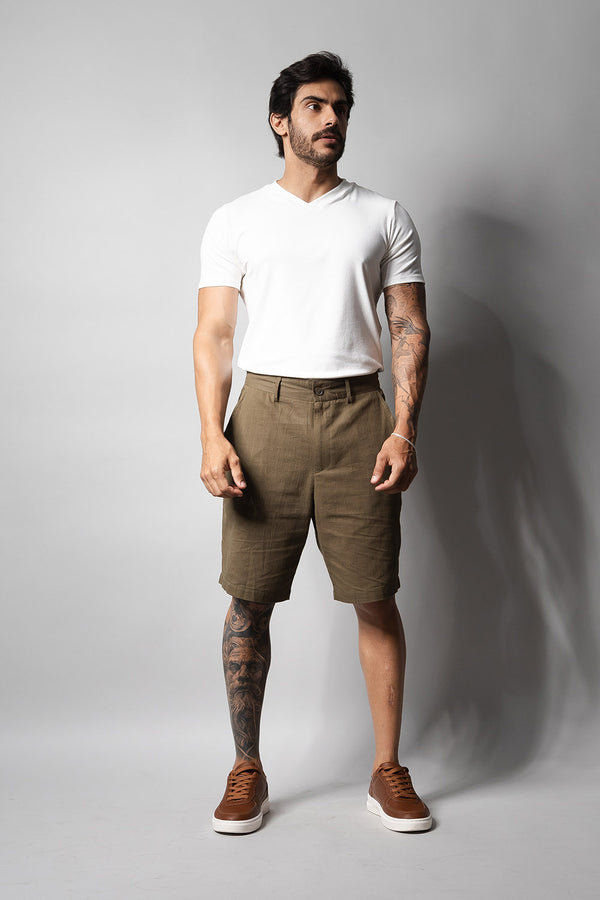 Short Linho Masculino Loft 1404 Musgo 330001