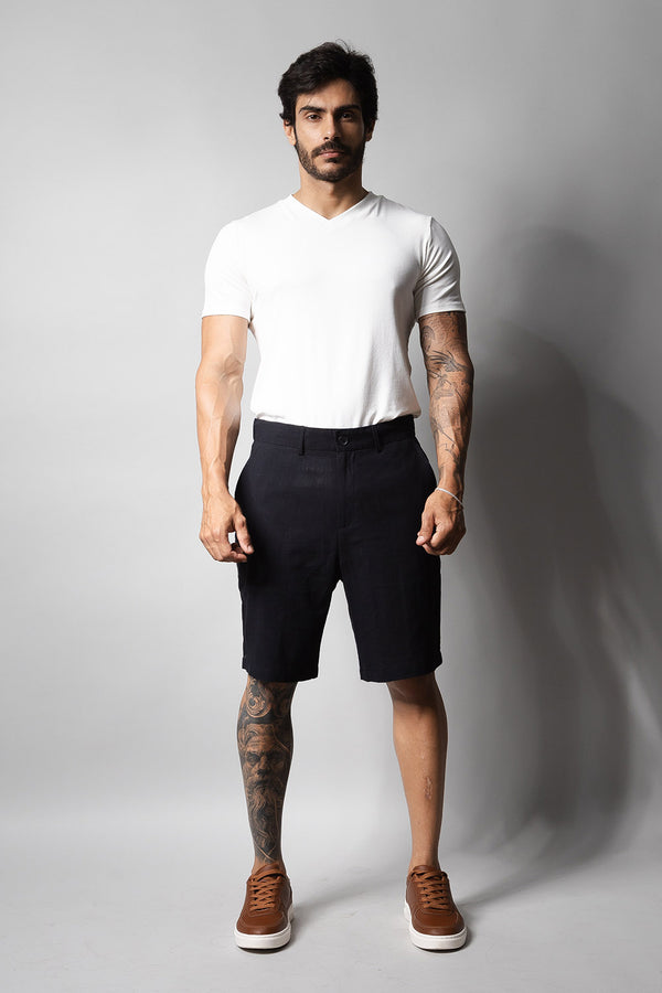 Short Linho Masculino Loft 1404 Preto 330001