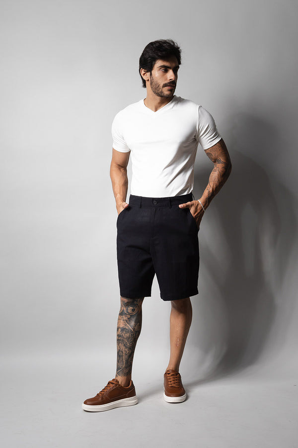 Short Linho Masculino Loft 1404 Preto 330001