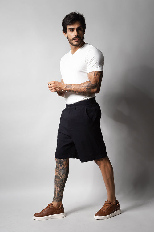 Short Linho Masculino Loft 1404 Preto 330001