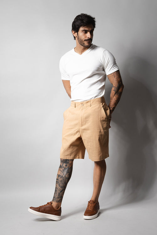 Short Linho Masculino Loft 1404 Bege 330001