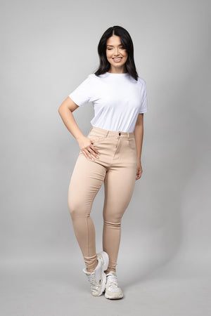 Calça Sarja Feminina Cintura Alta Loft 1404 Minessota 10192 Bege