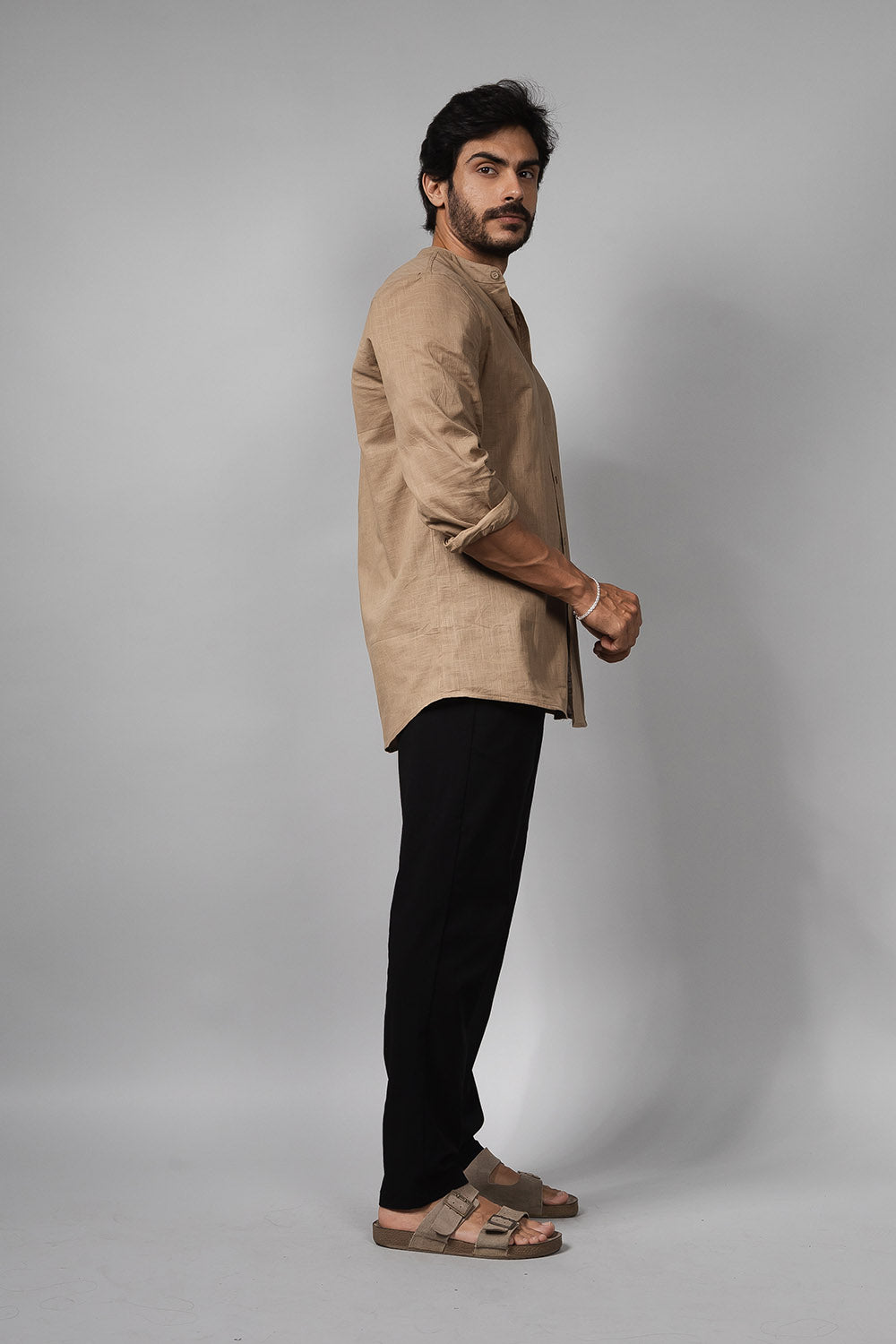 Camisa Social Masculina de Linho Manga Longa Loft 1404 320007 Capuccino