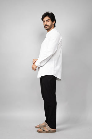 Camisa Social Masculina de Linho Manga Longa Loft 1404 320007 Branco