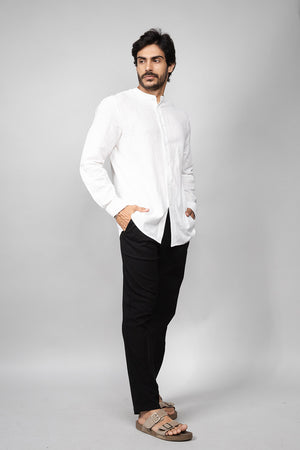 Camisa Social Masculina de Linho Manga Longa Loft 1404 320007 Branco