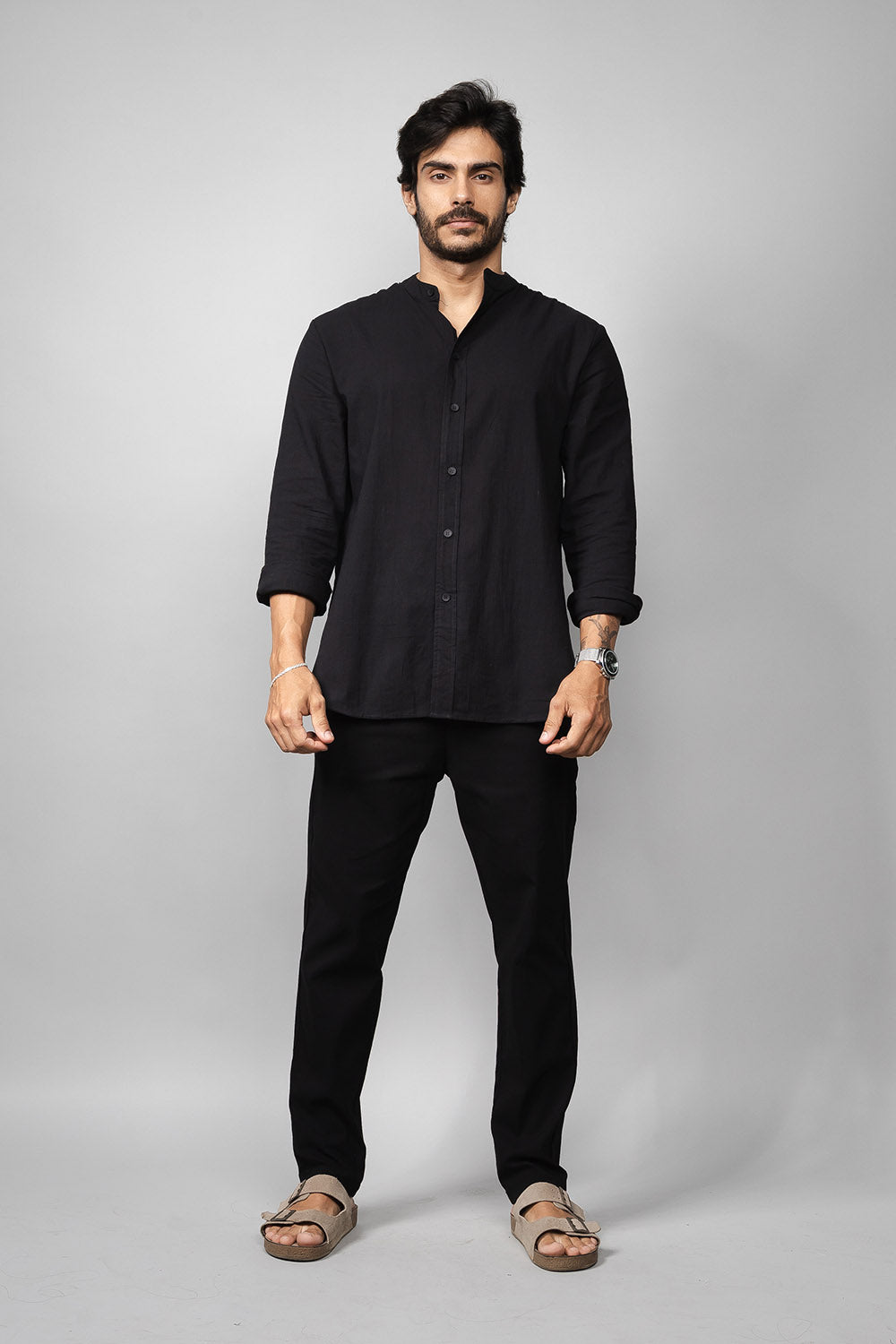 Camisa Social Masculina de Linho Manga Longa Loft 1404 320007 Preto