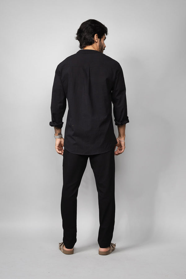 Camisa Social Masculina de Linho Manga Longa Loft 1404 320007 Preto