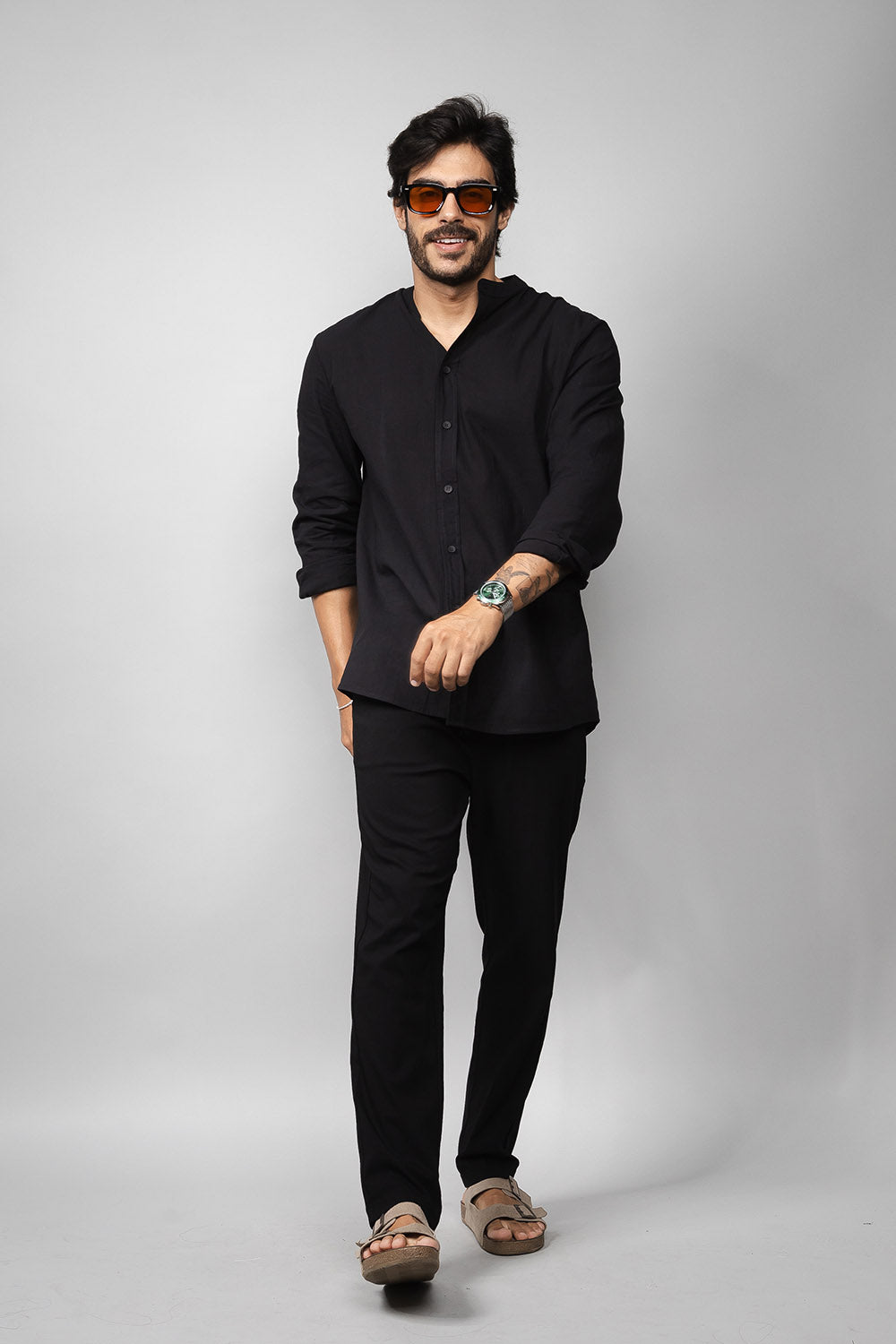 Camisa Social Masculina de Linho Manga Longa Loft 1404 320007 Preto