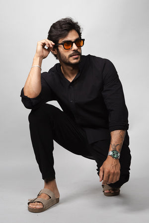 Camisa Social Masculina de Linho Manga Longa Loft 1404 320007 Preto