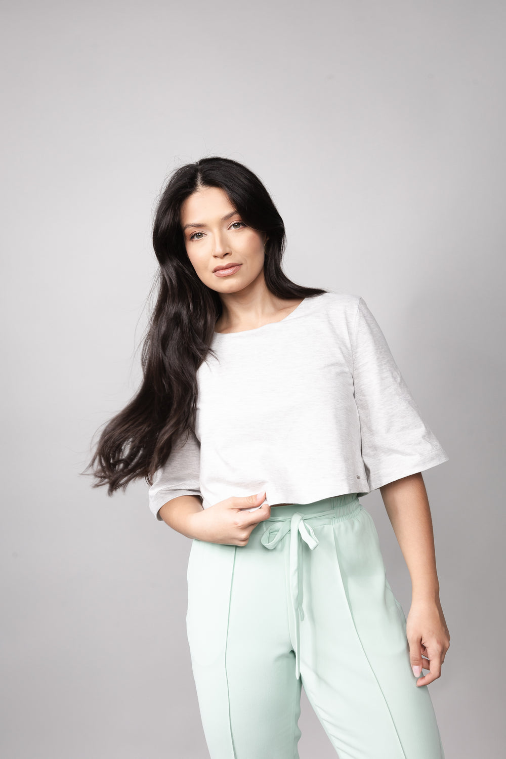 Cropped Loft 1404 Manga Sino Estampada 18032 Branco