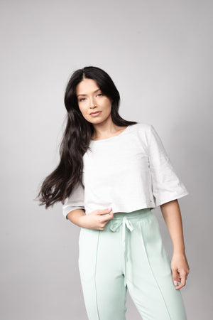 Cropped Loft 1404 Manga Sino Estampada 18032 Branco