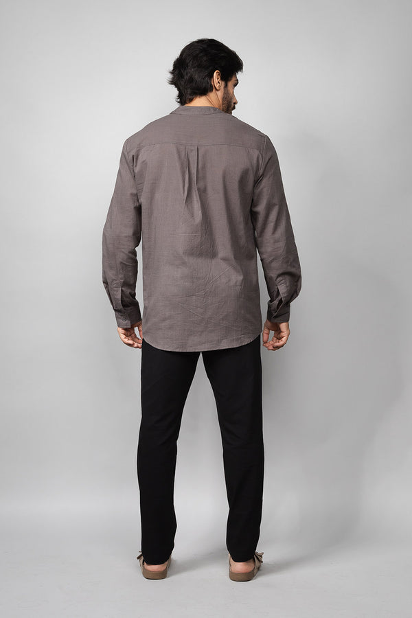 Camisa Social Masculina de Linho Manga Longa Loft 1404 320007 Chumbo