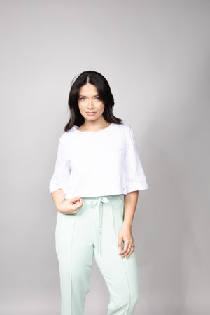 Cropped Loft 1404 Manga Sino Estampada 18032 Branco