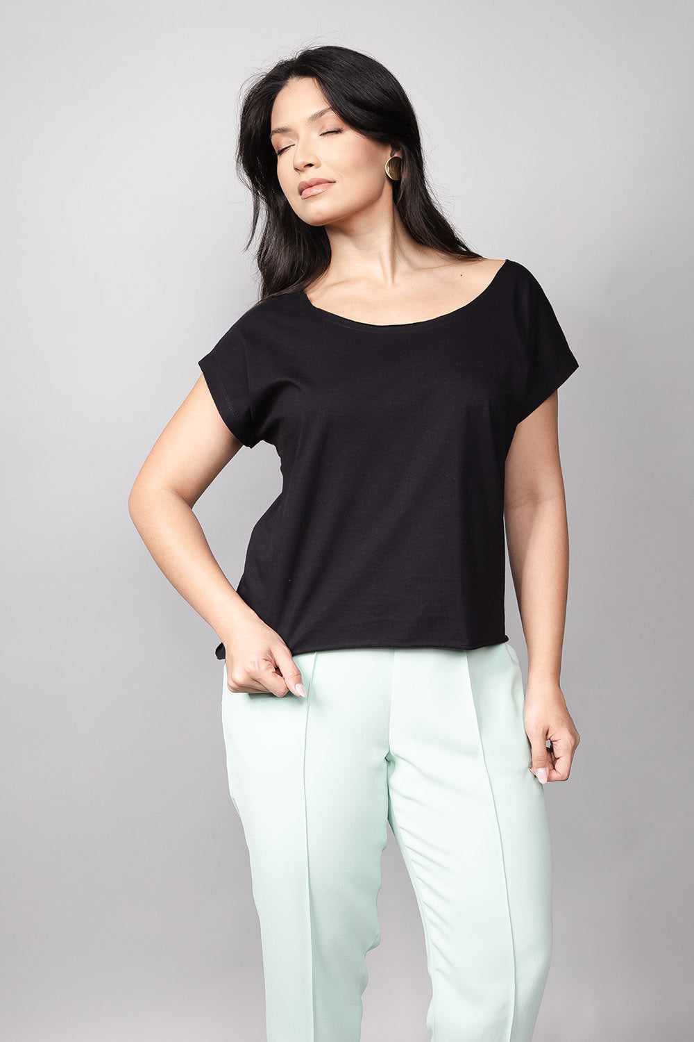 Camiseta Loft 1404 – Corte a Fio a Decote Canoa 20669 Preto
