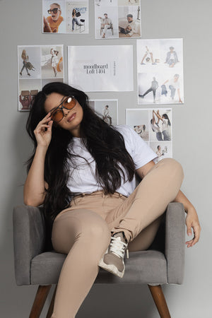 Calça Sarja Feminina Cintura Alta Loft 1404 Minessota 10192 Bege