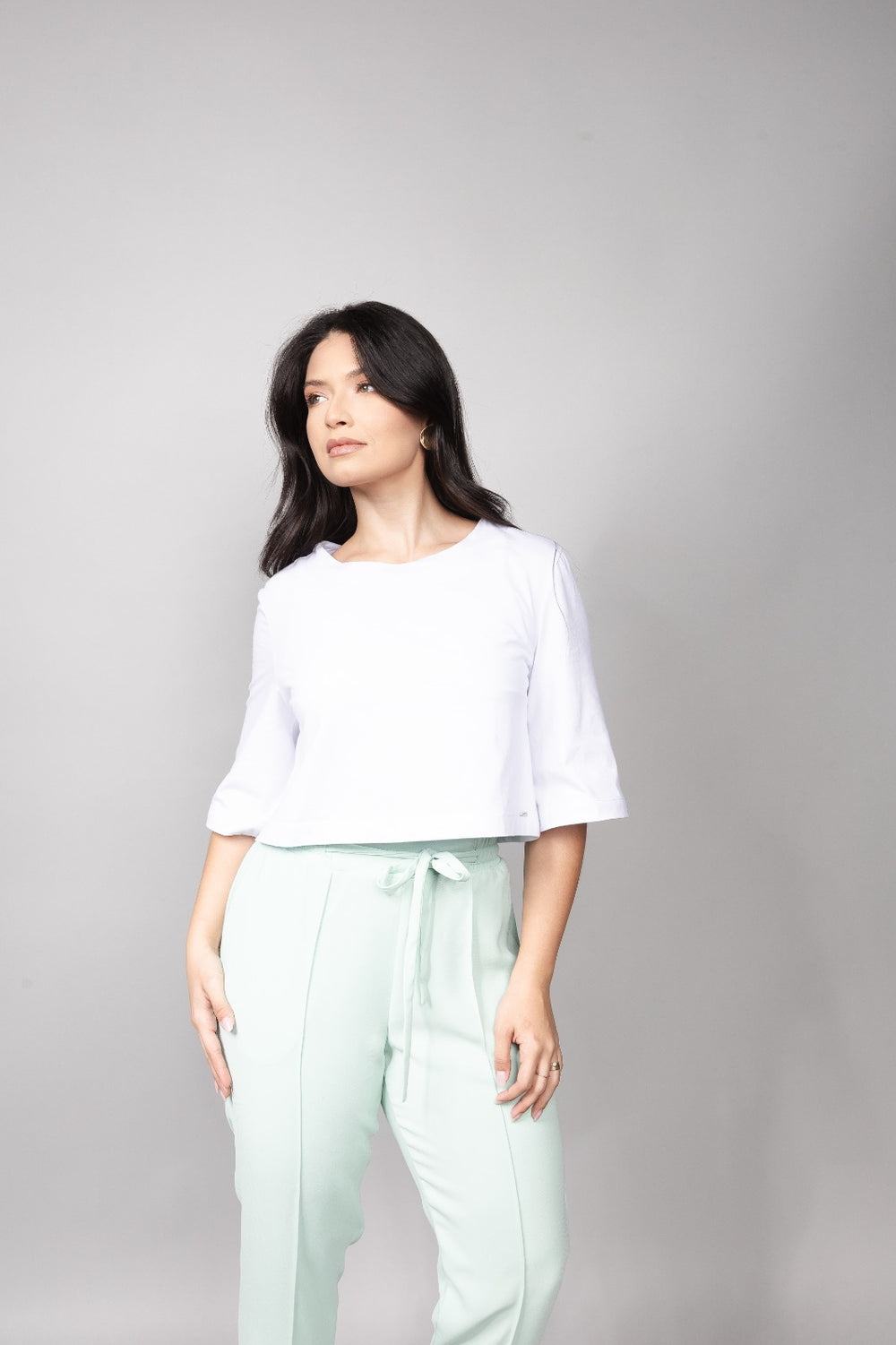 Cropped Loft 1404 Manga Sino Estampada 18032 Branco