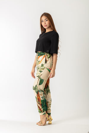 Cropped Loft 1404 Manga Sino Estampada 18032 Preto